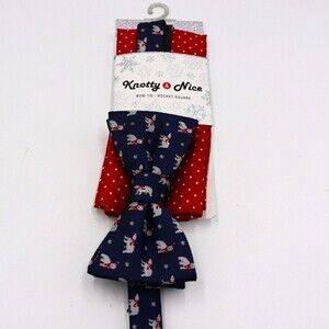 Knotty & Nice Bow Tie Pocket Square Set Polar Bear Print Bow Tie
